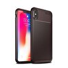 Teleplus iPhone XS Kılıf Ultra Soft Negro Karbon Silikon  Kahverengi + Nano Ekran Koruyucu