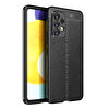 Teleplus Samsung Galaxy A73 Kılıf Kamera Korumalı Deri Dokulu Silikon Siyah + Nano Ekran Koruyucu