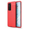 Smcase Huawei P40 Kılıf Deri Dokulu Silikon Kırmızı
