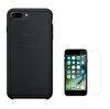 Teleplus iPhone 8 Plus Darbeye Dayanıklı Silikon Kılıf Siyah + Cam Ekran Koruyucu
