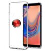 Teleplus Samsung Galaxy A7 2018 Ultra Şeffaf Silikon Yüzüklü Silikonlu Kılıf Kırmızı