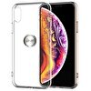 Teleplus Apple iPhone XS Max Kılıf (Plus) Ultra Şeffaf Yüzüklü Silikon Gri + Nano Ekran Koruyucu