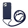 Gpack Apple iPhone 11 Pro Max Askılı İçi Süet Lansman Görünüm Silikon Lacivert Kılıf