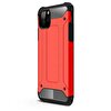 Gpack Apple iPhone 11 Pro Max Kılıf Crash Tank Çift Katman + Nano Glass Kırmızı