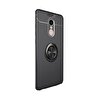 Smcase Huawei Mate 10 Lite Ravel Yüzüklü Silikon Kılıf Siyah + Nano Ekran Koruyucu