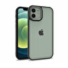 Gpack Apple iPhone 11 Flora Sert Silikon Arkası Cam Şeffaf Siyah Kılıf
