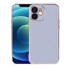 Gpack Apple iPhone 12 Viyana Kenarları Renkli Kamera Korumalı Silikon Petrol Mavisi Kılıf