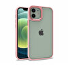 Teleplus iPhone 12 Renkli Bumper Hybrid Flora Silikon Pembe Kılıf