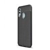 Gpack Huawei Honor 10 Lite Kılıf Niss Silikon Deri Görünümlü+Nano Glass Siyah