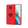 Teleplus Xiaomi Redmi Note 9 5G Ravel Yüzüklü Kamera Korumalı Silikon Kırmızı Kılıf
