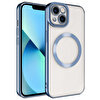 Gpack Apple iPhone 13 Magsafe Wireless Şarj Özellikli Setro Renkli Silikon Mavi Kılıf