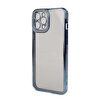 Teleplus Apple iPhone 12 Pro Max Kamera Korumalı Taşlı Mina Lazer Kapak Mavi Kılıf