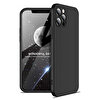 Gpack Apple iPhone 12 Pro Ays 3 Parçalı Önü Açık Sert Rubber Koruma Kılıf+Nano Siyah Koruyucu