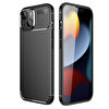 Teleplus Apple iPhone 14 Negro Karbon Dokulu Silikon Siyah Kılıf + Nano Ekran Koruyucu