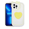 Teleplus iPhone 13 Pro Max Kedi Figürlü Pop Soketli Ritmik Silikon Sarı Kılıf