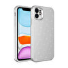Teleplus iPhone 11 Kamera Korumalı Simli Glitter Koton Kapak Gümüş Kılıf