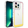 Teleplus iPhone 14 Pro Max Kamera Korumalı Kenarı Taşlı Glaze Park Kapak Sarı Kılıf