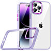 Teleplus Apple iPhone 14 Pro Kılıf Renkli Bumper Hybrid Flora Silikon Mor + Nano Ekran Koruyucu
