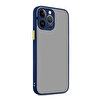 Teleplus iPhone 14 Pro Kamera Korumalı Renkli Bumper Hux Silikon Lacivert Kılıf
