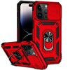 Gpack Apple iPhone 14 Pro Kılıf Tank Aramid Sürgülü Vega Yüzüklü + Nano Kırmızı