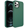 Gpack Apple iPhone 12 Pro Max Botox Mat Silikon Renkli Parlak Tuşlu Koyu Yeşil Kılıf