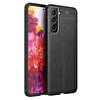 Gpack Samsung Galaxy S21 FE Niss Silikon Deri Görünümlü Siyah Kılıf