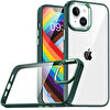 Gpack Apple iPhone 14 Plus Flora Sert Silikon Arkası Cam Şeffaf Koyu Yeşil Kılıf