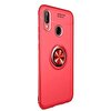Gpack Huawei P20 Lite Kılıf Ravel Yüzüklü Mıknatıslı + Nano Ekran Koruyucu Kırmızı
