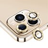Eiroo iPhone 11 Pro Max Gold Taşlı Kamera Lens Koruyucu
