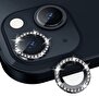 Eiroo iPhone 14 Crystal Siyah Taşlı Kamera Lensi Koruyucu