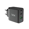 Bix 65W USB Type-C QC 4.0 PD GaN 3 Portlu Hızlı Şarj Cihazı