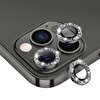 Eiroo iPhone 12 Pro 6.1" Siyah Taşlı Kamera Lens Koruyucu