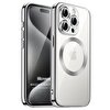 Microsonic iPhone 15 Pro Max MagSafe Luxury Electroplate Gümüş Kılıf