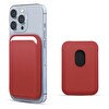 Microsonic iPhone 15 Pro Max Leather Wallet MagSafe Kırmızı Kılıf