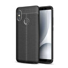 Microsonic Xiaomi Redmi Note 5 Pro Kılıf Deri Dokulu Silikon Siyah