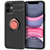 Microsonic Apple Iphone 11 Kılıf Kickstand Ring Holder Siyah Rose