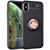 Microsonic Apple Iphone X Kılıf Kickstand Ring Holder Siyah Rose
