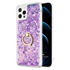 Microsonic Apple Iphone 12 Pro Kılıf Glitter Liquid Holder Mor