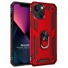 Microsonic Apple Iphone 13 Kılıf Military Ring Holder Kırmızı