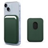 Microsonic Apple Iphone 13 Leather Wallet Magsafe Koyu Yeşil