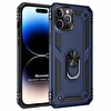 Microsonic Apple Iphone 14 Pro Kılıf Military Ring Holder Lacivert