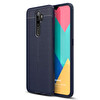 Microsonic Oppo A5 2020 Kılıf Deri Dokulu Silikon Lacivert