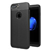 Microsonic Apple Iphone 8 Plus Kılıf Deri Dokulu Silikon Siyah