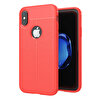 Microsonic Apple Iphone X Kılıf Deri Dokulu Silikon Kırmızı