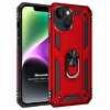 Microsonic Apple Iphone 14 Kılıf Military Ring Holder Kırmızı
