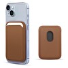 Microsonic Apple Iphone 14 Leather Wallet Magsafe Kahverengi