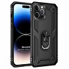 Microsonic Apple Iphone 14 Pro Kılıf Military Ring Holder Siyah