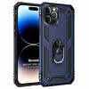 Microsonic Apple Iphone 15 Pro Kılıf Military Ring Holder Lacivert