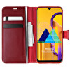 Microsonic Samsung Galaxy M30s Kılıf Delux Leather Wallet Kırmızı