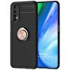 Microsonic Realme 7 Kılıf Kickstand Ring Holder Siyah Rose